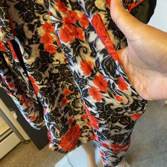 Y2K Samye Newman Lady M Floral Semi-Sheer Chiffon Kimono Robe Cottagecore Roman - Picture 6 of 9